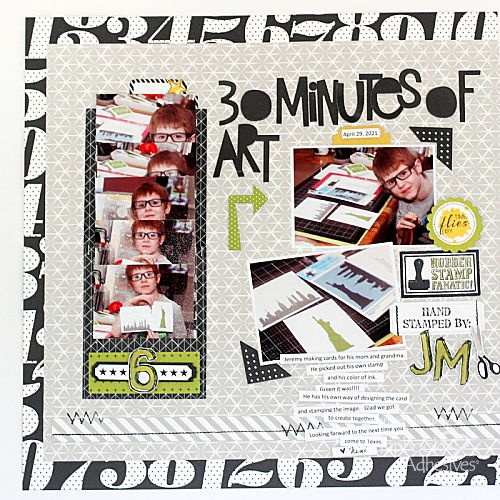 30 Minutes of Art Scrapbook Layout by Connie Mercer for Scrapbook Adhesives by 3L
