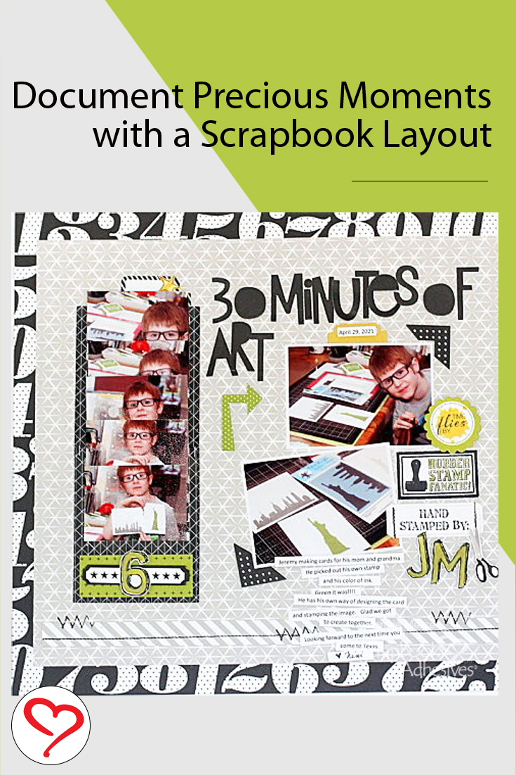 30 Minutes of Art Scrapbook Layout by Connie Mercer for Scrapbook Adhesives by 3L Pinterest