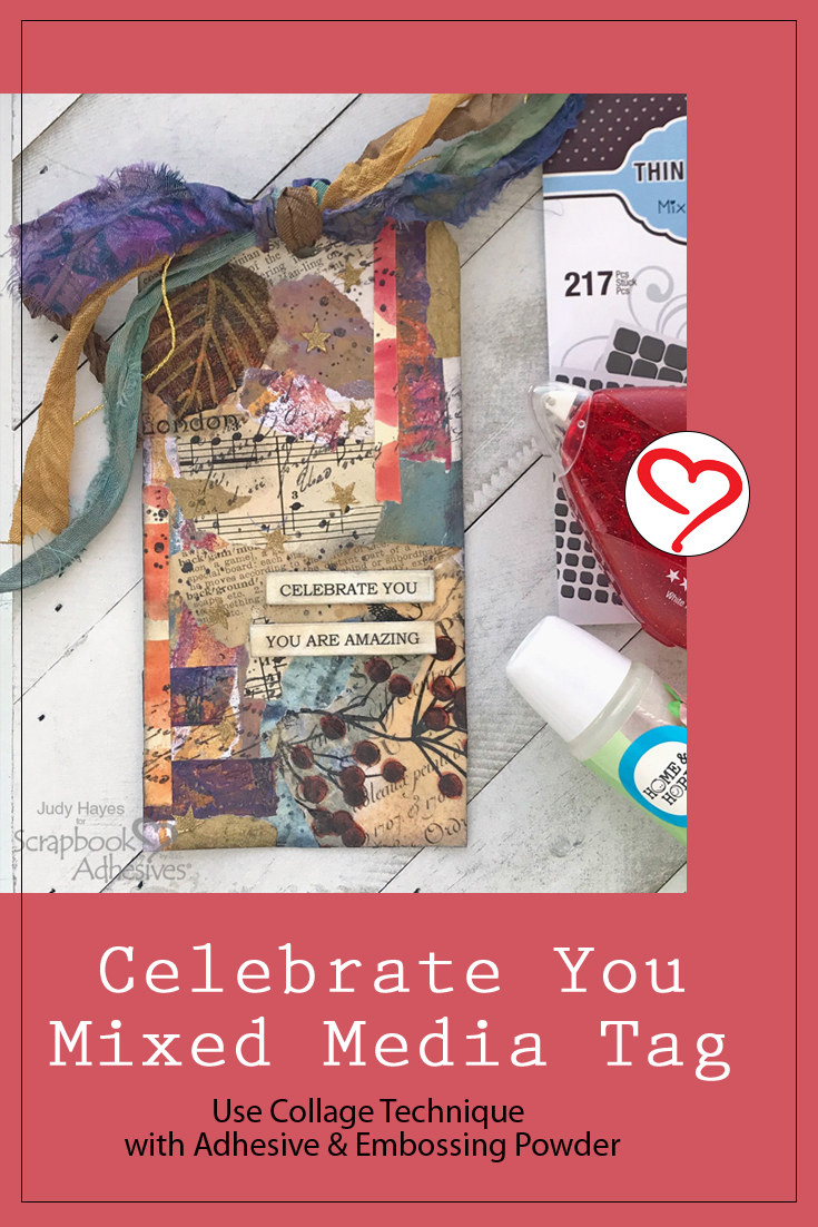 Celebrate You Collage Tag by Judy Hayes for Scrapbook Adhesives by 3L Pinterest 