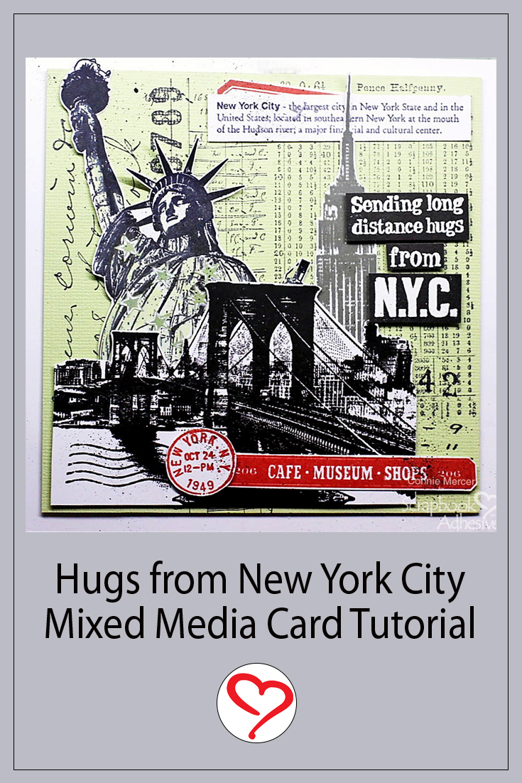 Hugs from New York City Collage Card by Connie Mercer for Scrapbook Adhesives by 3L Pinterest
