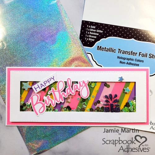 Striped Birthday Shaker Slimline by Jamie Martin for Scrapbook Adhesives by 3L