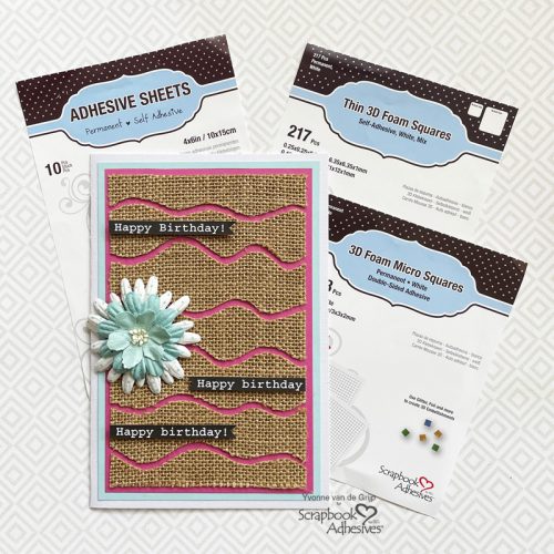 Wavy Burlap Birthday Card by Yvonne van de Grijp for Scrapbook Adhesives by 3L