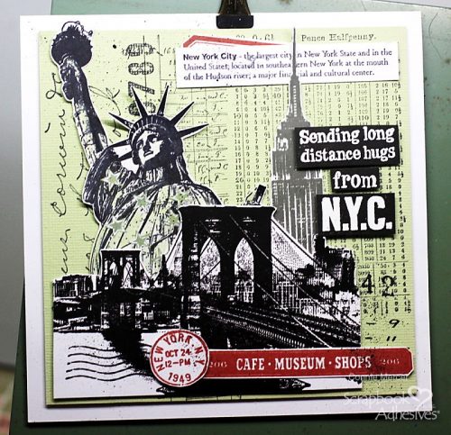 Hugs from New York City Collage Card by Connie Mercer for Scrapbook Adhesives by 3L