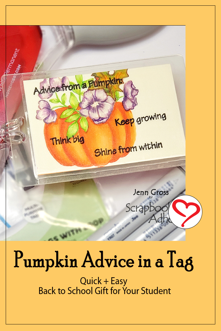 Great Pumpkin Advice in a Tag by Jenn Gross for Scrapbook Adhesives by 3L Pinterest