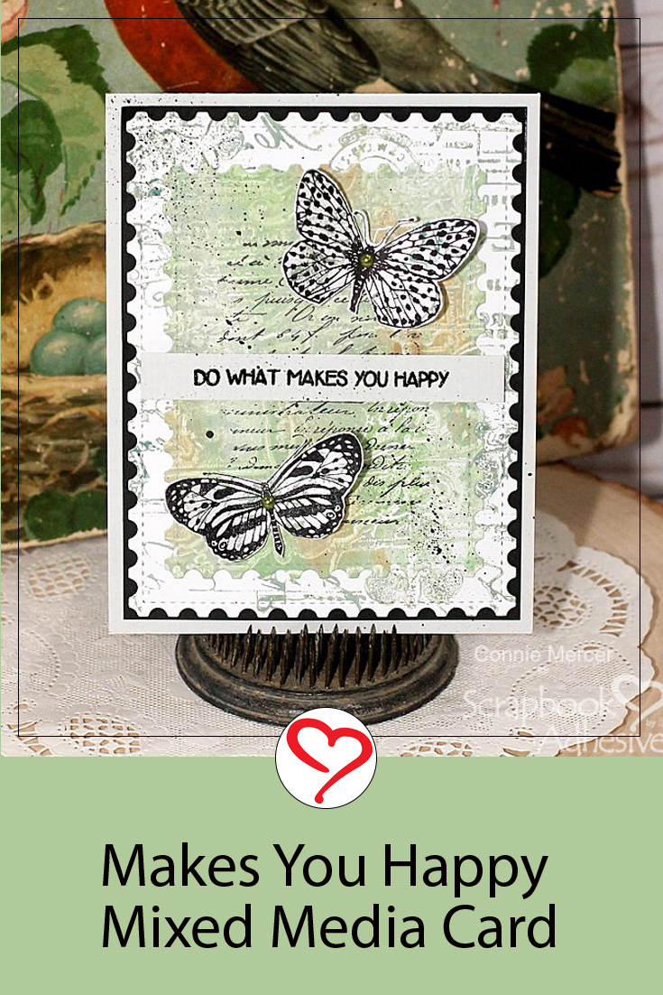 Makes You Happy Mixed Media Card by Connie Mercer for Scrapbook Adhesives by 3L Pinterest