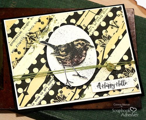 Happy Hello Striped Card by Connie Mercer for Scrapbook Adhesives by 3L