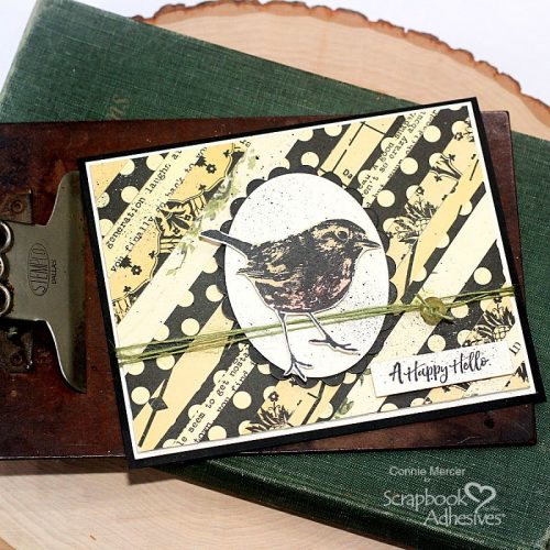 Happy Hello Striped Card by Connie Mercer for Scrapbook Adhesives by 3L