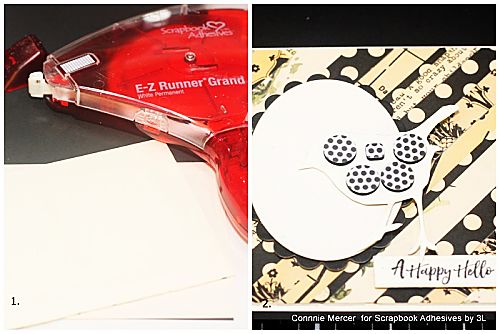 Happy Hello Striped Card by Connie Mercer for Scrapbook Adhesives by 3L
