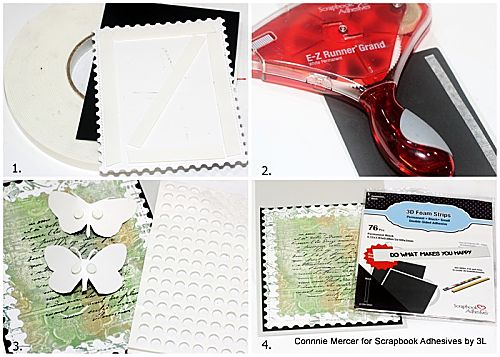 Makes You Happy Mixed Media Card by Connie Mercer for Scrapbook Adhesives by 3L