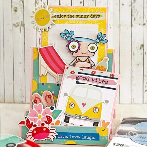 Good Vibes Fun Fold Card by Linda Lucas for Scrapbook Adhesives by 3L