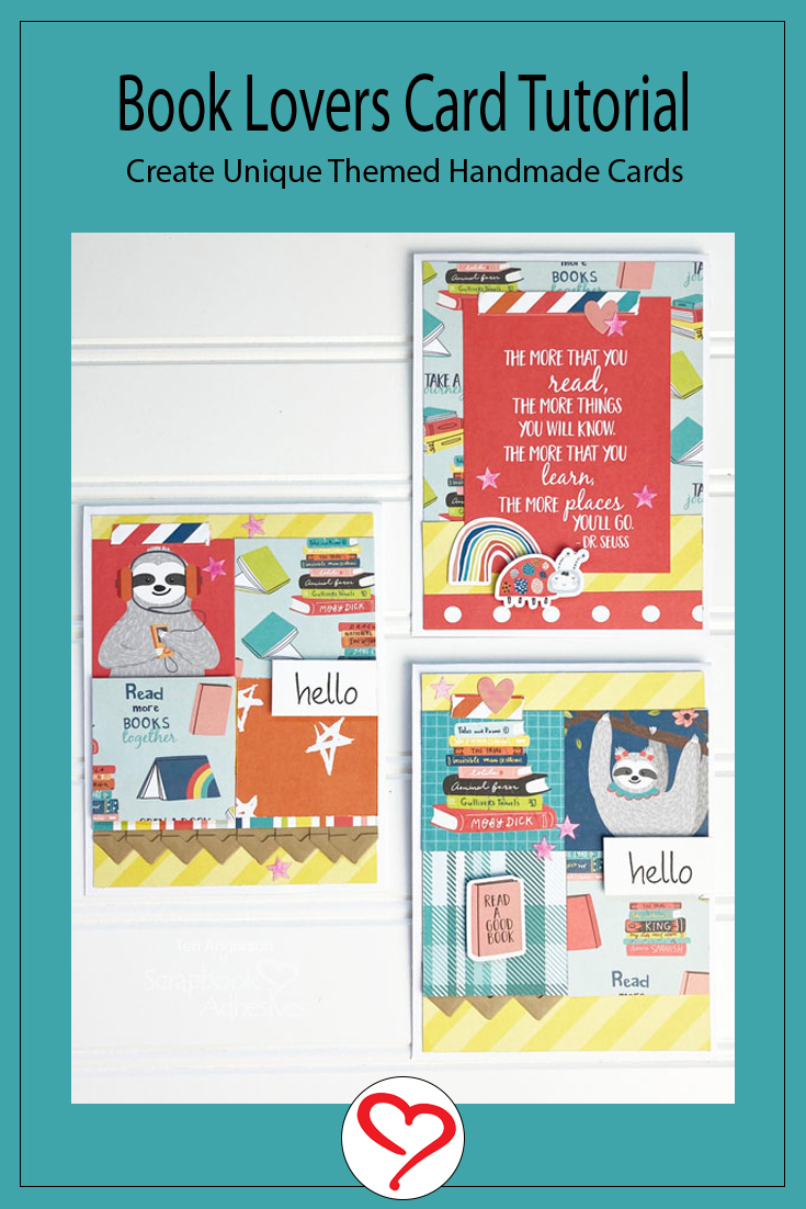 Book Lovers Card Tutorial by Teri Anderson for Scrapbook Adhesives by 3L Pinterest