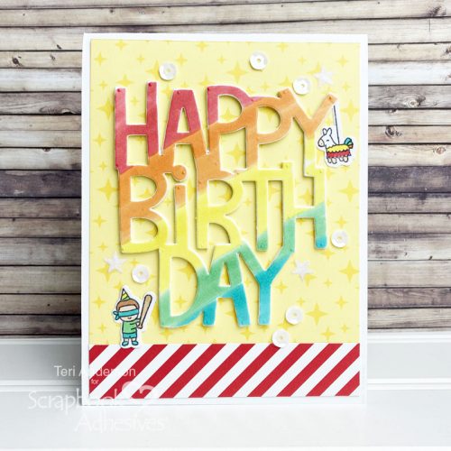 Happy Colorful Birthday Card by Teri Anderson for Scrapbook Adhesives by 3L