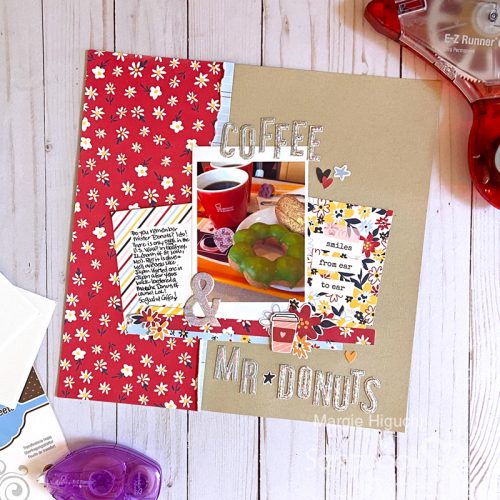 Coffee + Donut Scrapbook Page by Margie Higuchi for Scrapbook Adhesives by 3L