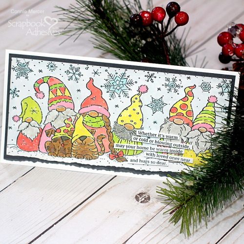 Slim Winter Gnomes Christmas Card by Connie Mercer for Scrapbook Adhesives by 3L 