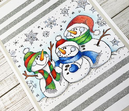 Colored and Striped Snowmen Card by Yvonne van de Grijp for Scrapbook Adhesives by 3L 