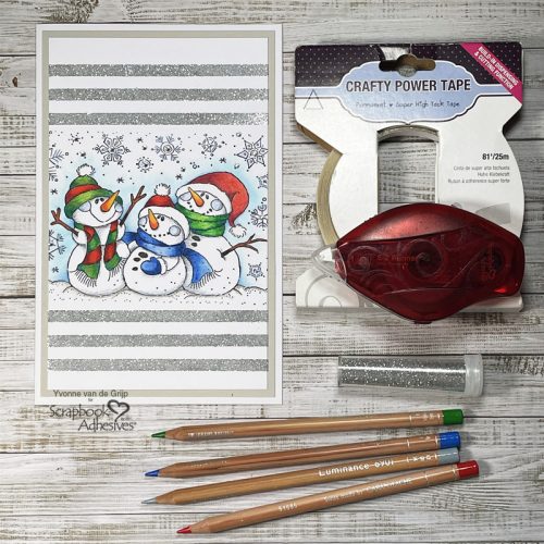 Colored and Striped Snowmen Card by Yvonne van de Grijp for Scrapbook Adhesives by 3L 
