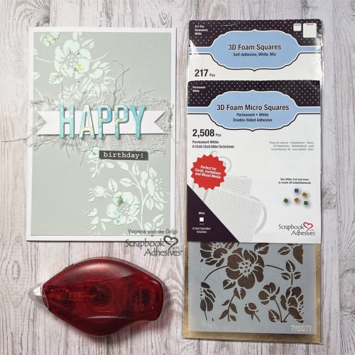 Soft and Romantic Birthday Card by Yvonne van de Grijp for Scrapbook Adhesives by 3L