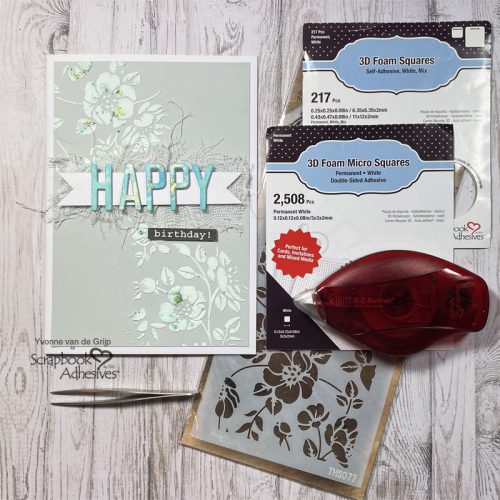 Soft and Romantic Birthday Card by Yvonne van de Grijp for Scrapbook Adhesives by 3L