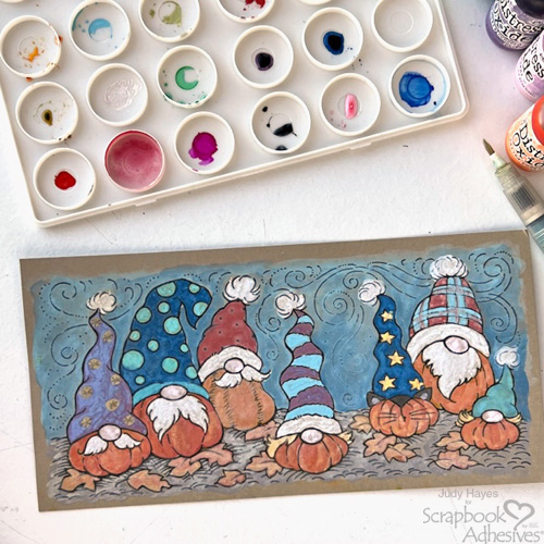 Pumpkin Gnomes Card by Judy Hayes for Scrapbook Adhesives by 3L