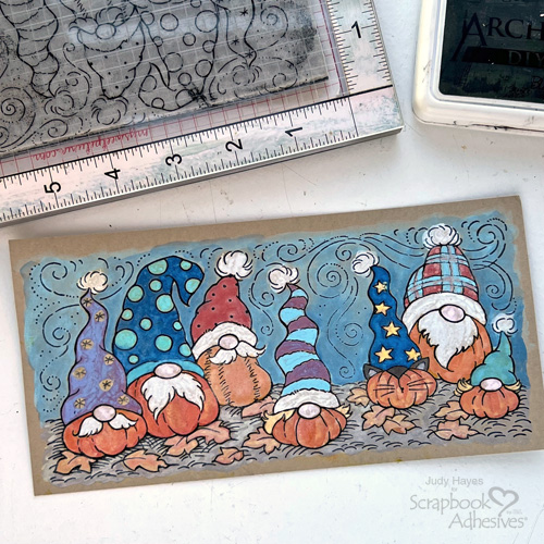 Pumpkin Gnomes Card by Judy Hayes for Scrapbook Adhesives by 3L