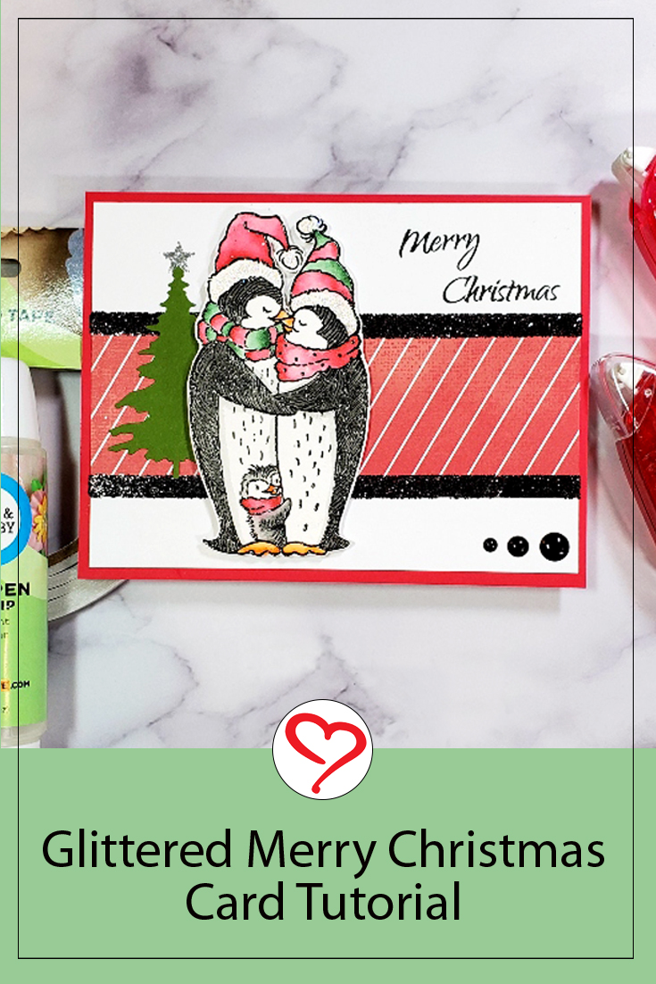 Glittered Merry Christmas Card by Jamie Martin for Scrapbook Adhesives by 3L Pinterest