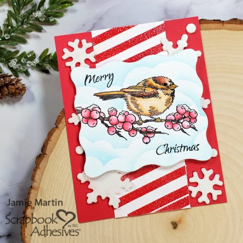 Snowflake and Striped Christmas Card by Jamie Martin for Scrapbook Adhesives by 3L 