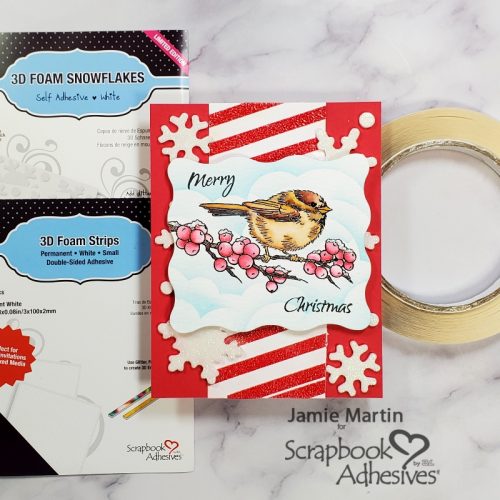 Snowflake and Striped Christmas Card by Jamie Martin for Scrapbook Adhesives by 3L