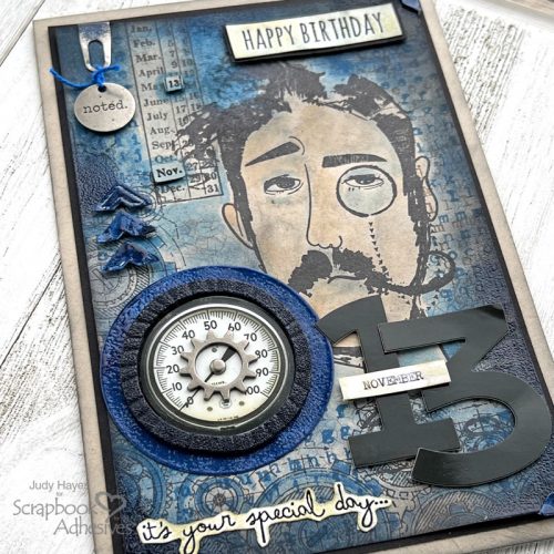 Mixed Media Masculine Birthday Card by Judy Hayes for Scrapbook Adhesives by 3L 