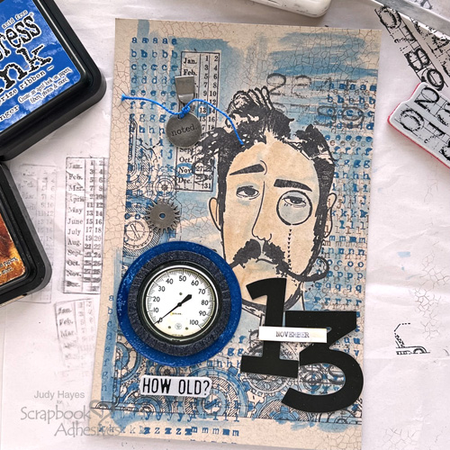 Mixed Media Masculine Birthday Card by Judy Hayes for Scrapbook Adhesives by 3L