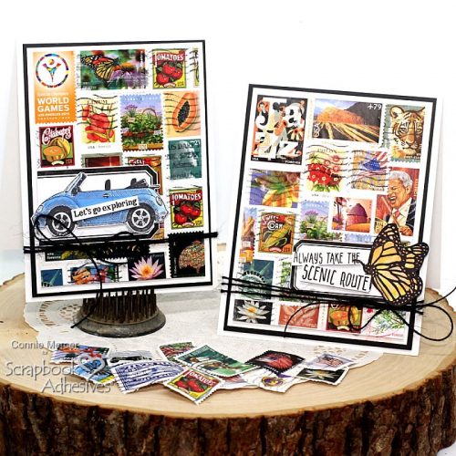 Postage Stamps Collage Card by Connie Mercer for Scrapbook Adhesives by 3L 