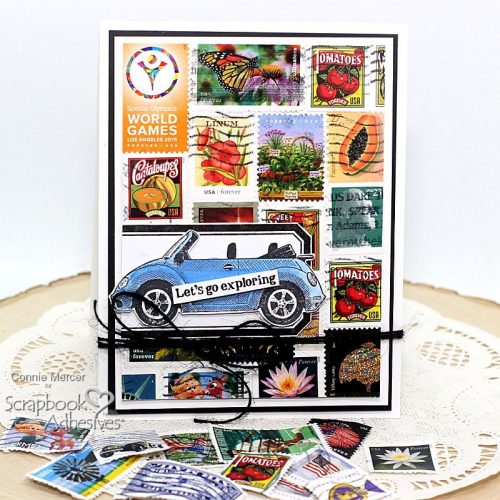 Postage Stamps Collage Card by Connie Mercer for Scrapbook Adhesives by 3L 