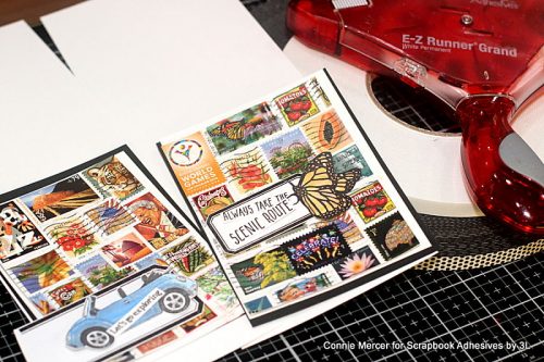 Postage Stamps Collage Card by Connie Mercer for Scrapbook Adhesives by 3L 