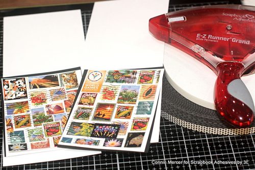 Postage Stamps Collage Card by Connie Mercer for Scrapbook Adhesives by 3L 