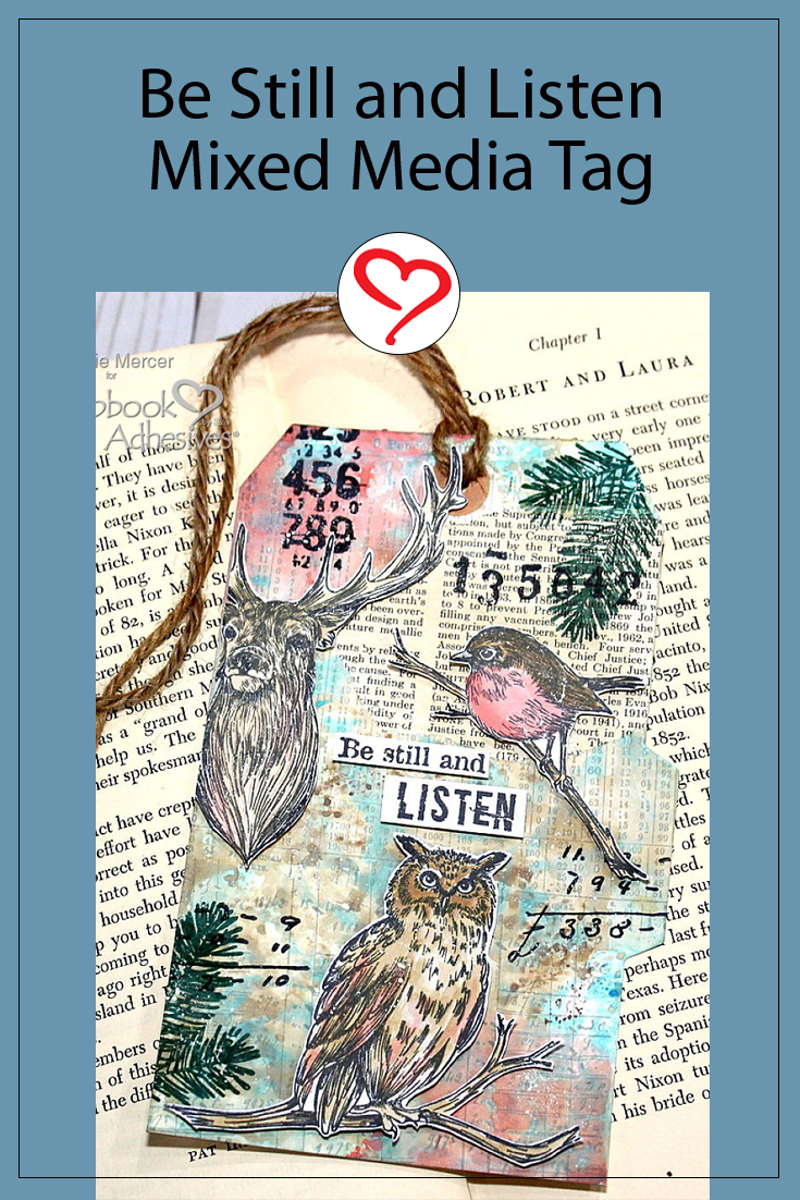 Be Still and Listen Mixed Media Tag by Connie Mercer for Scrapbook Adhesives by 3L Pinterest