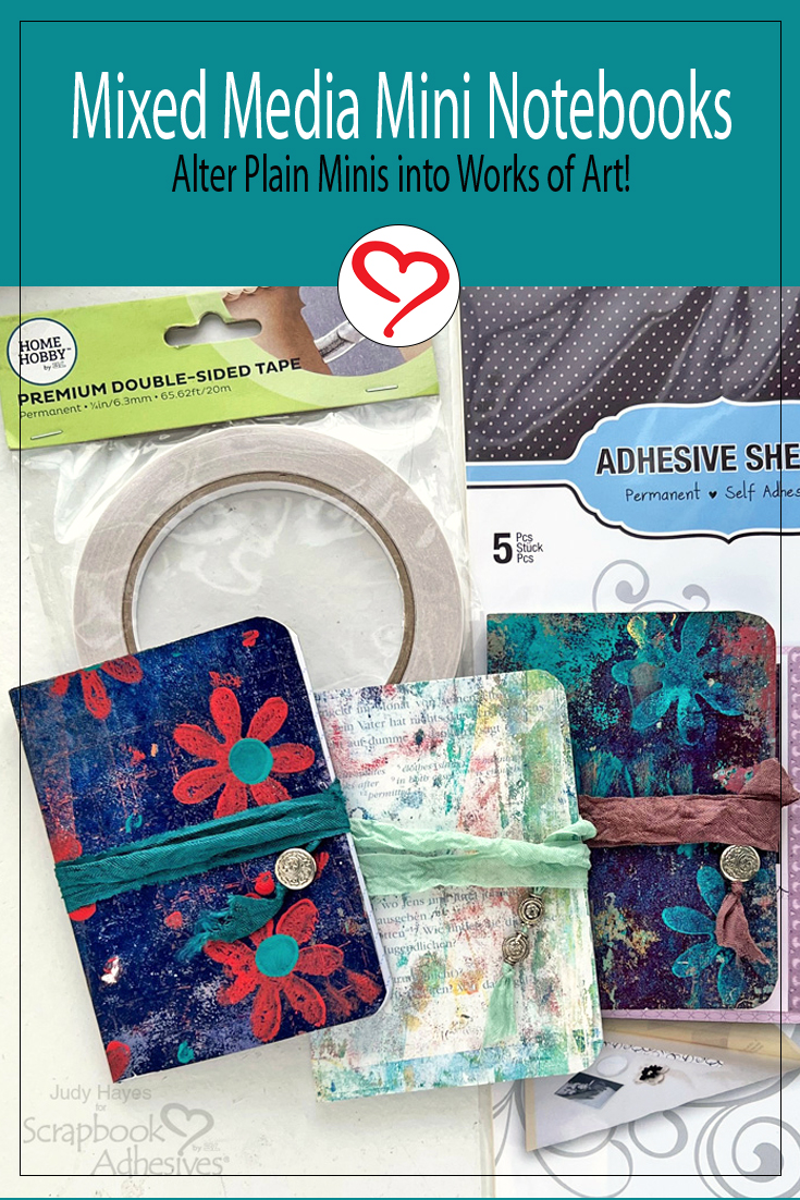 Covered Mini Notebooks by Judy Hayes  for Scrapbook Adhesives by 3L Pinterest