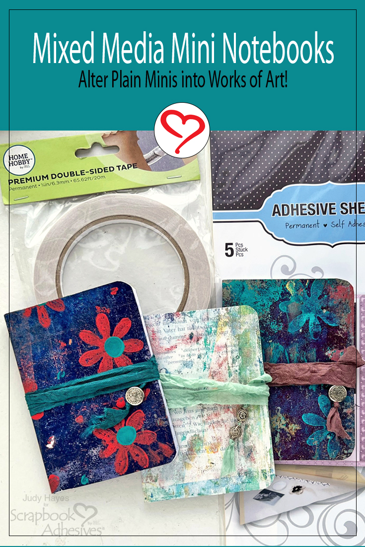 Covered Mini Notebooks by Judy Hayes for Scrapbook Adhesives by 3L Pinterest