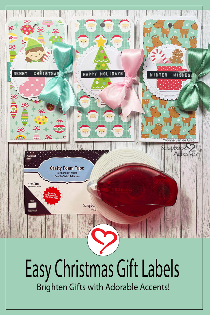 Easy Christmas Gift Labels by Yvonne van de Grijp for Scrapbook Adhesives by 3L Pinterest