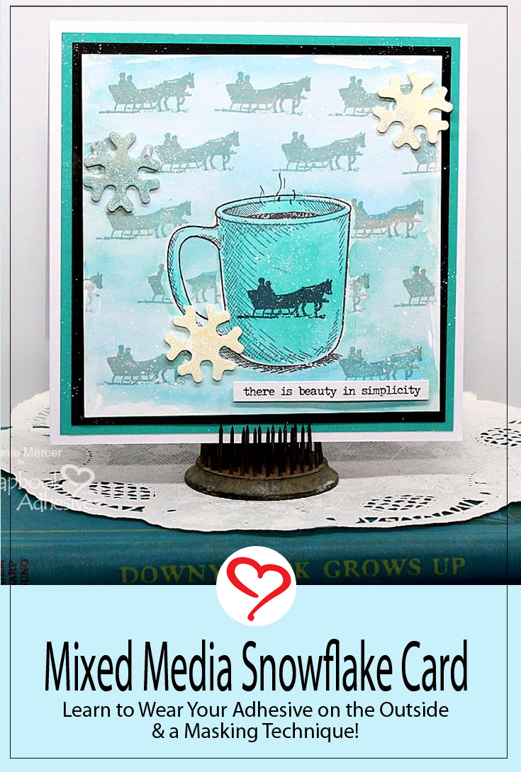 Mixed Media Snowflake Square Card by Connie Mercer for Scrapbook Adhesives by 3L Pinterest