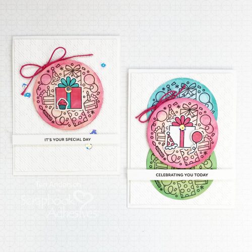 Birthday Celebration Cards Tutorial by Teri Anderson for Scrapbook Adhesives by 3L