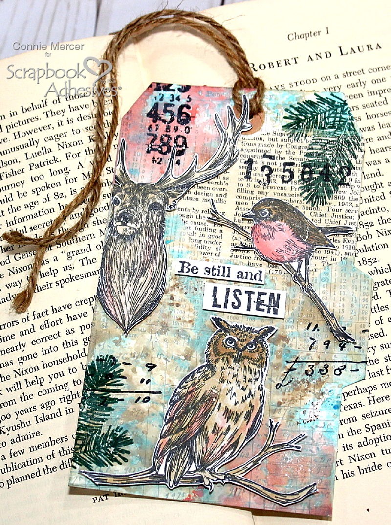 Be Still and Listen Mixed Media Tag by Connie Mercer for Scrapbook Adhesives by 3L