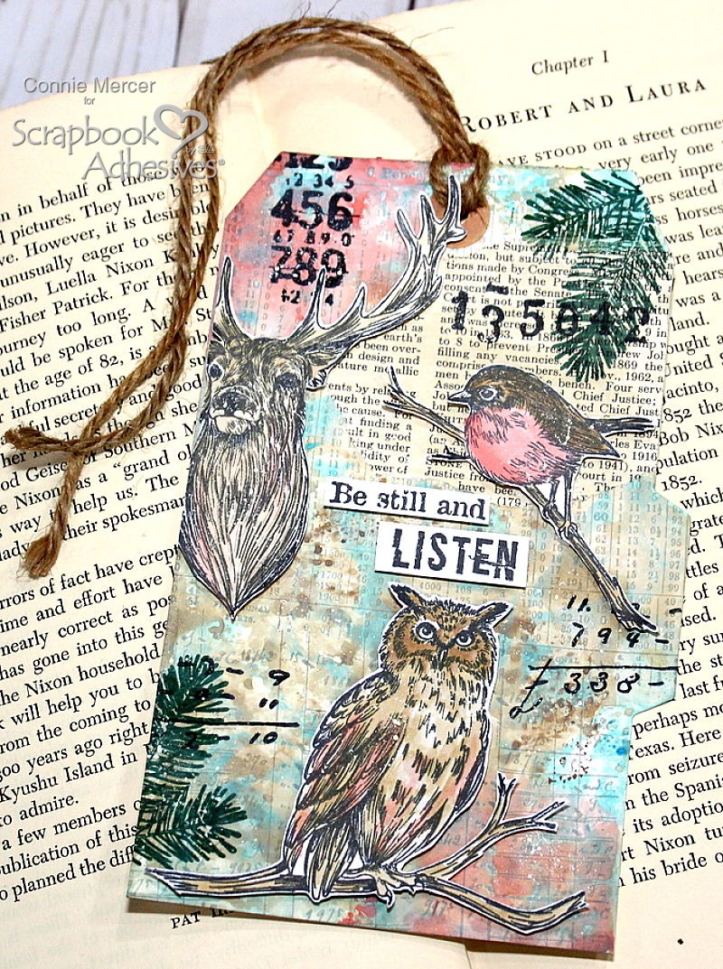 Be Still and Listen Mixed Media Tag by Connie Mercer for Scrapbook Adhesives by 3L 