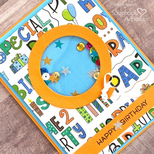 Birthday Balloon Shaker Card by Margie Higuchi for Scrapbook Adhesives by 3L 