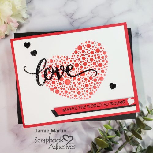 Stenciled Heart Card Tutorial by Jamie Martin for Scrapbook Adhesives by 3L 