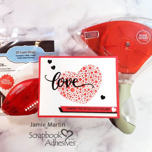 Stenciled Heart Card Tutorial by Jamie Martin for Scrapbook Adhesives by 3L 