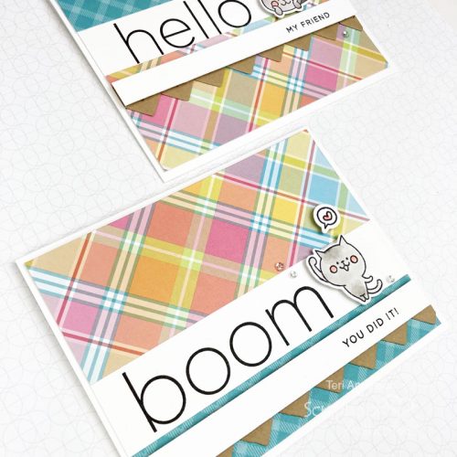 Boom and Hello Cute Cat Cards by Teri Anderson for Scrapbook Adhesives by 3L