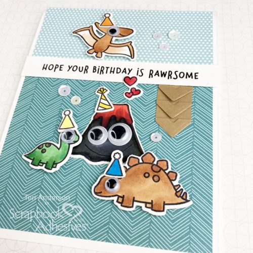 Rawrsome Dinosaur Birthday Card by Teri Anderson for Scrapbook Adhesives by 3L 