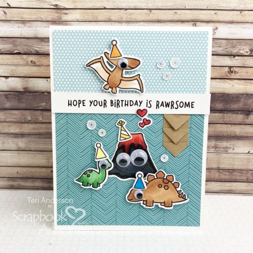 Rawrsome Dinosaur Birthday Card by Teri Anderson for Scrapbook Adhesives by 3L 