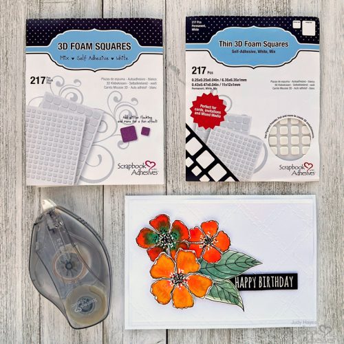 Bright Flowers Birthday Card by Judy Hayes for Scrapbook Adhesives by 3L