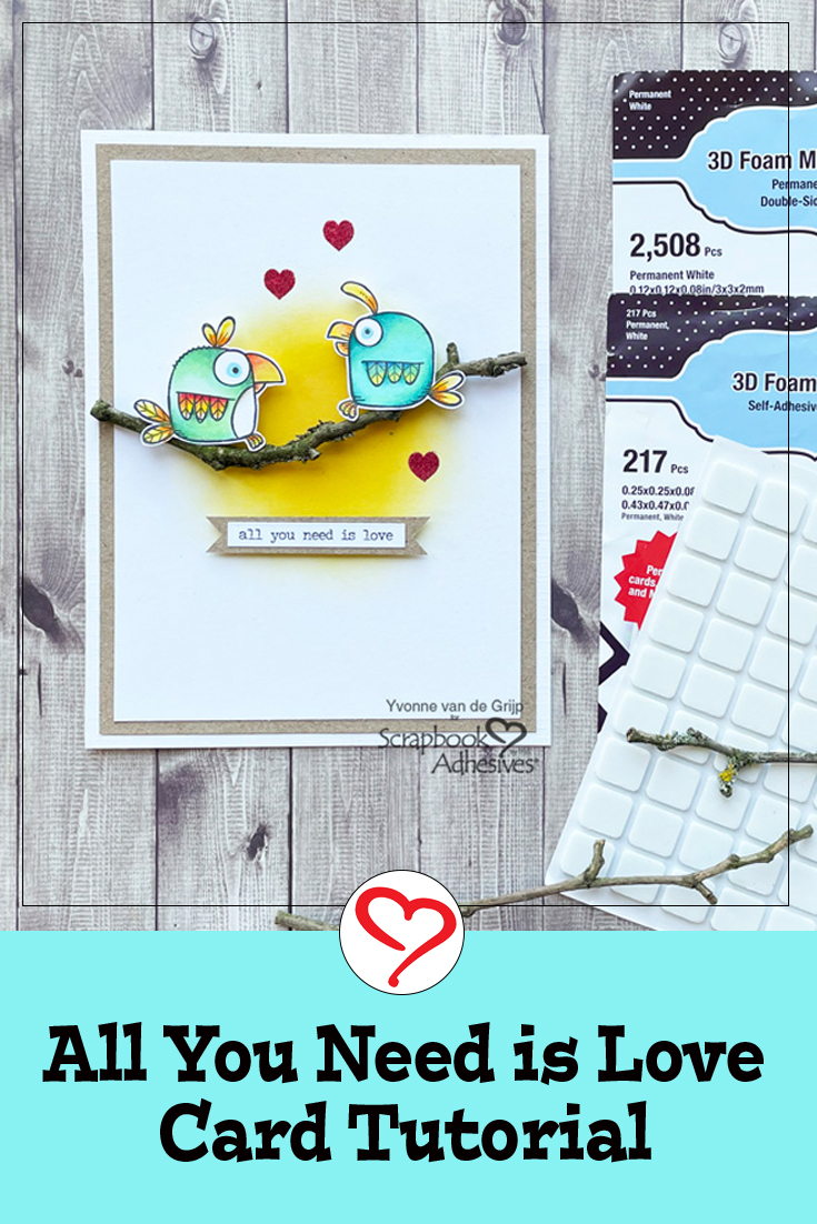 CAS Love Birds Card by Yvonne van de Grijp for Scrapbook Adhesives by 3L Pinterest