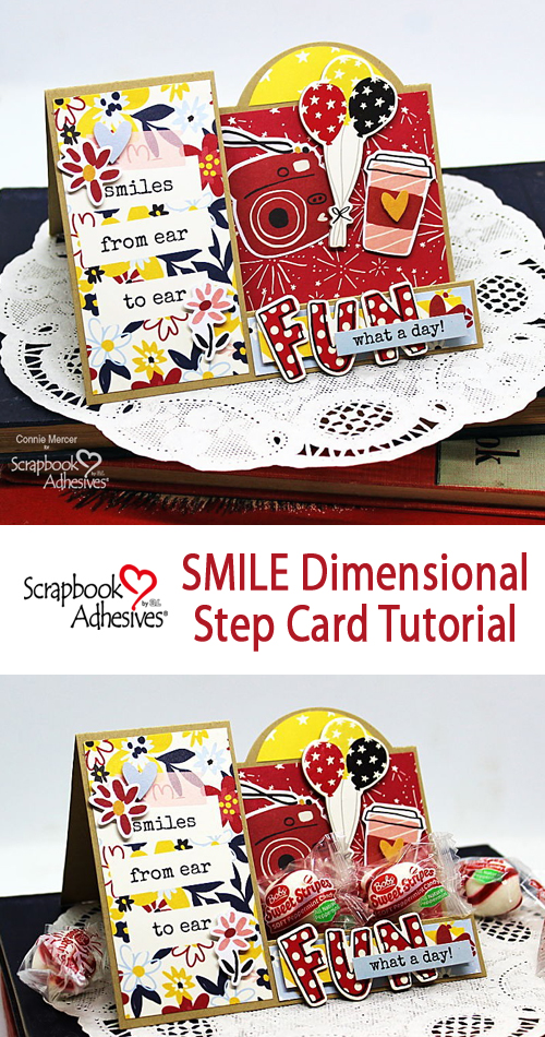 Smile Dimensional Step Card by Connie Mercer for Scrapbook Adhesives by 3L Pinterest